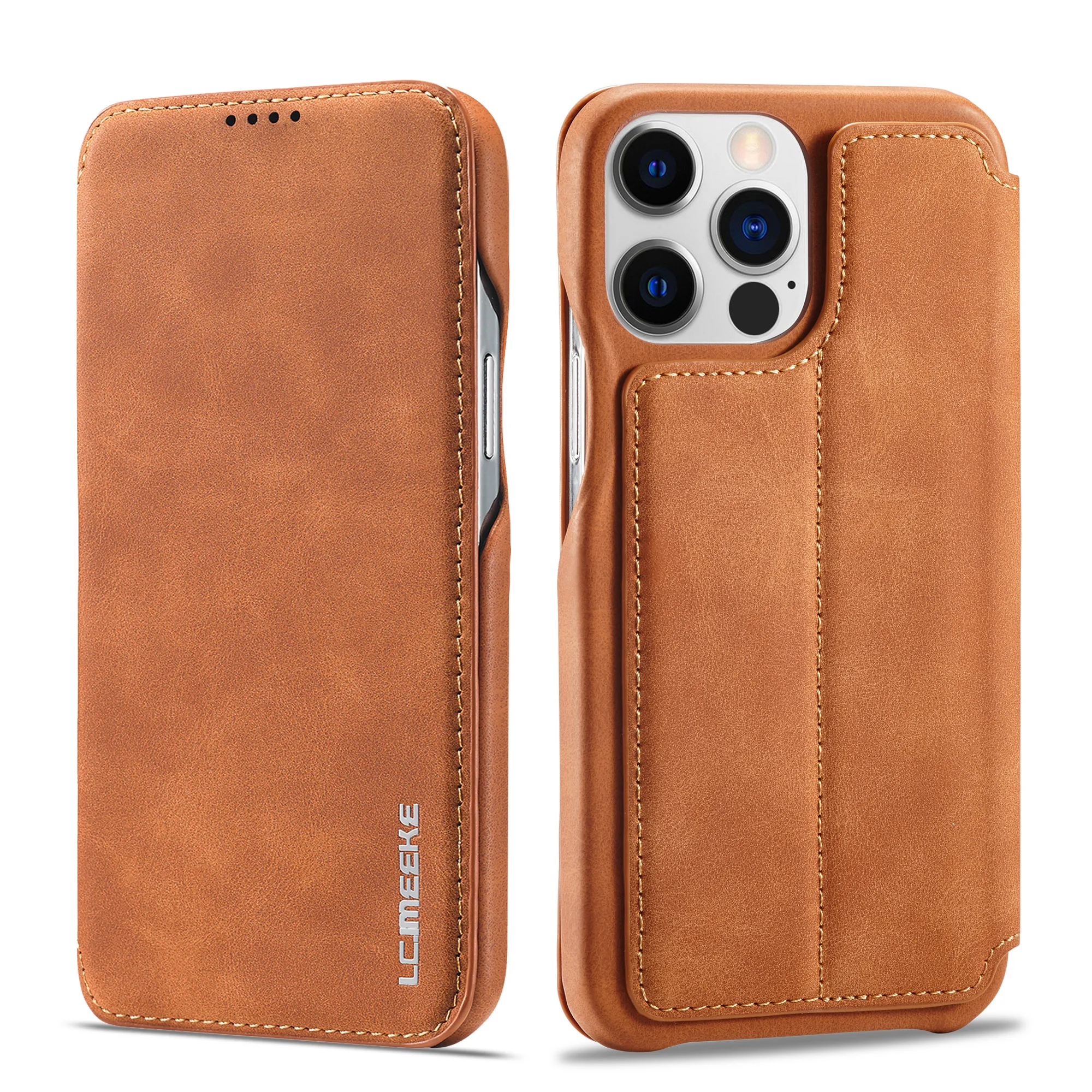 Briefcase Leather Slim - Leather Flip Wallet Magnetic Cover For
