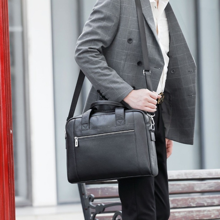 【New Arrival】Men's Genuine Lea - Briefcase Leather Slim 评论和价格