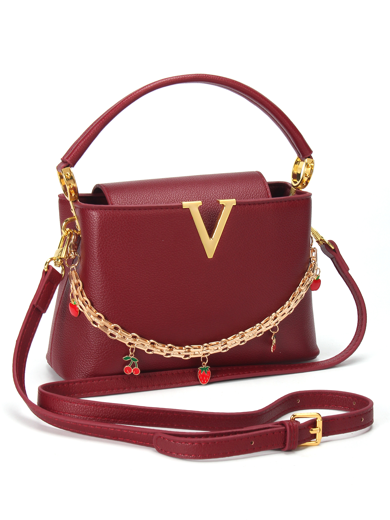 Gold V-Shaped Embellished Wome - Luxury Bags That Are Affordable 评论和价格