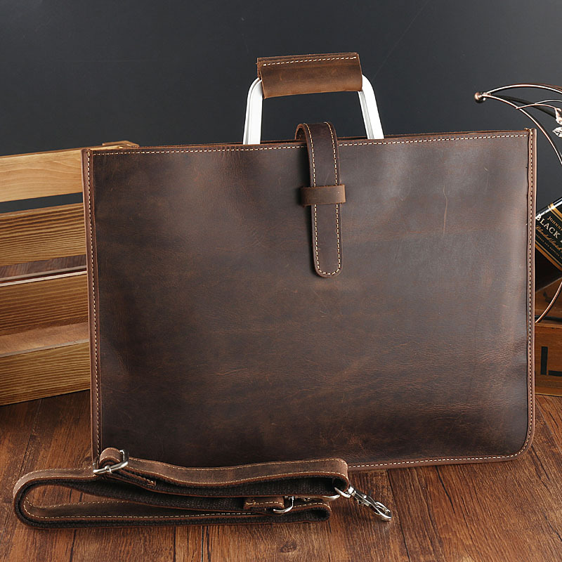 Men's Top Grain Crazy Horse Le - Briefcase Leather Slim 评论和价格