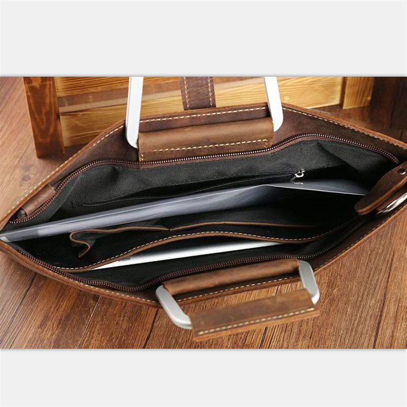 Men's Top Grain Crazy Horse Le - Briefcase Leather Slim 评论和价格