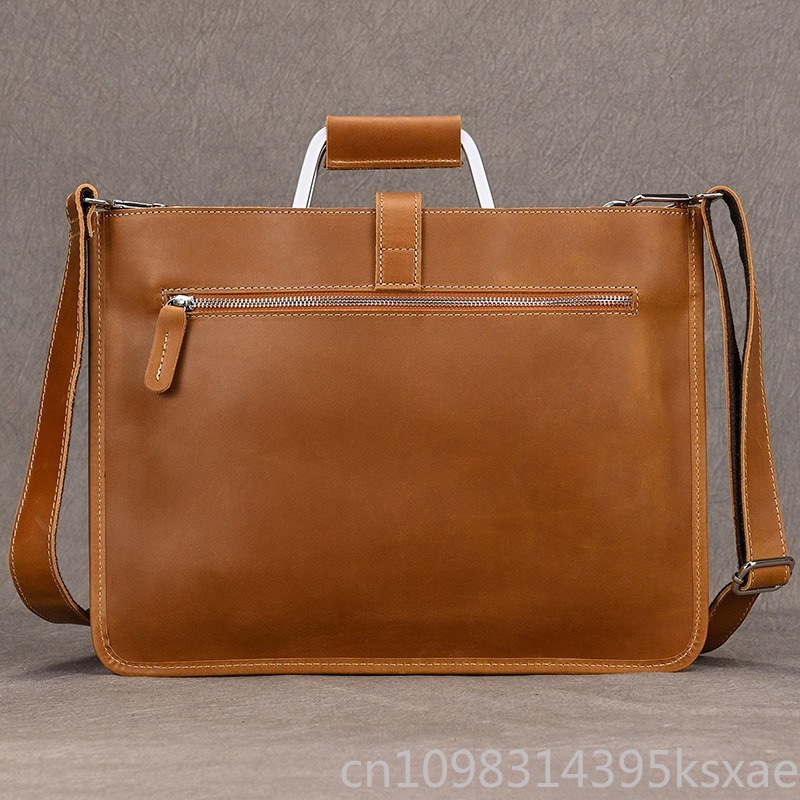 Men's Vintage Crazy Horse Leat - Briefcase Leather Slim 评论和价格