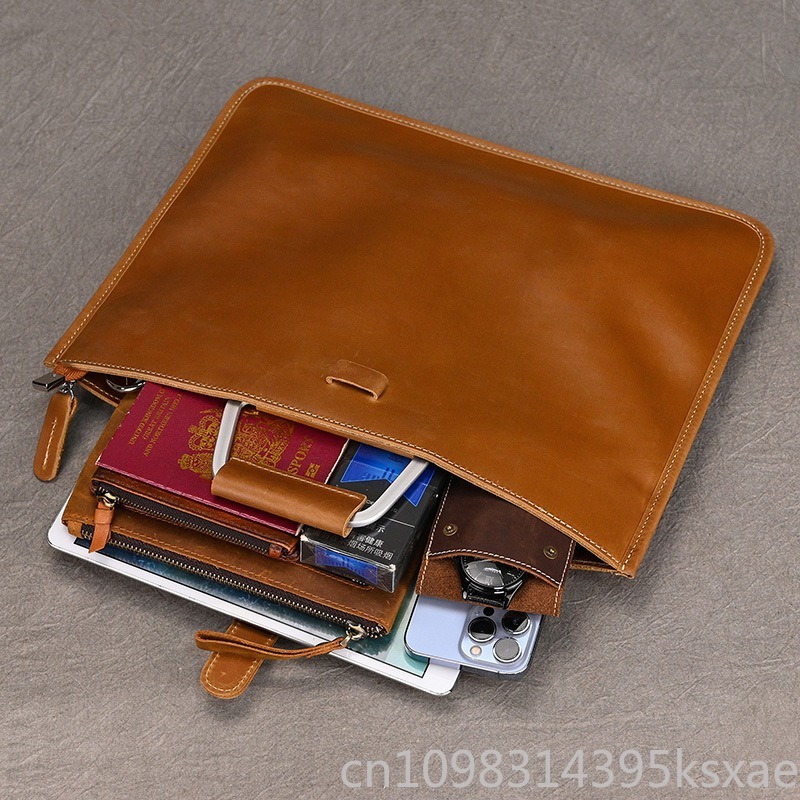 Men's Vintage Crazy Horse Leat - Briefcase Leather Slim 评论和价格